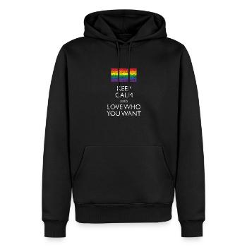 Gay Pride - Sweat à capuche Premium bio Homme - noir - Devant - Nico (187cm)