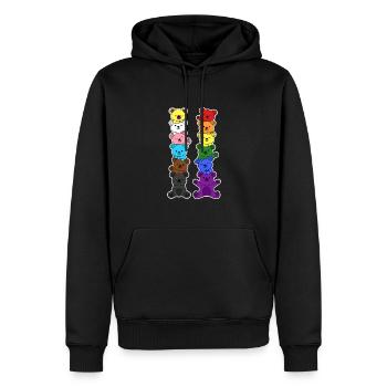 Pride Progress Flag Bears for Equality - Men’s Premium Organic Hoodie - black - Front - Nico (187cm)