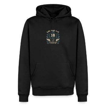 La vie commence à 18 ans - Millésime 18 ans, 18ème - Sweat à capuche Premium bio Homme - noir - Devant - Nico (187cm)