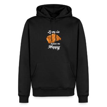 Lumpia Makes Me Happy - Männer Premium Bio Hoodie - Schwarz - Vorne - Nico (187cm)