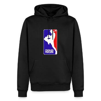 boxe française - Sweat à capuche Premium bio Homme - noir - Devant - Nico (187cm)
