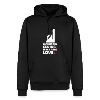 Ich Liebe Bergsteigen - Männer Premium Bio Hoodie - Schwarz - Vorne - Nico (187cm)