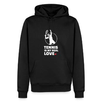 Ich Liebe Tennis - Männer Premium Bio Hoodie - Schwarz - Vorne - Nico (187cm)