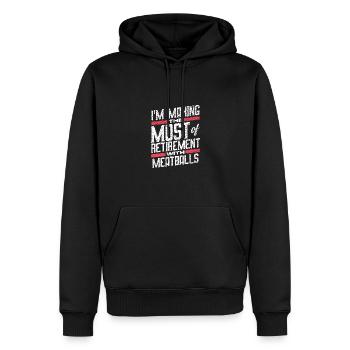 Ich mache das Beste aus meinem Ruhestand mit Fleischbällchen - Männer Premium Bio Hoodie - Schwarz - Vorne - Nico (187cm)