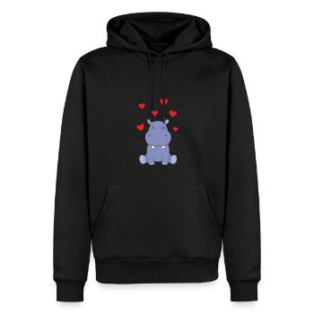 Amour d’hippopotame - Sweat à capuche Premium bio Homme - noir - Devant - Nico (187cm)