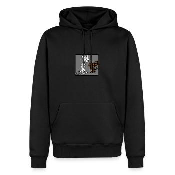 BTC Pinky and Brain dummes Geld und geniales Geld - Männer Premium Bio Hoodie - Schwarz - Vorne - Nico (187cm)