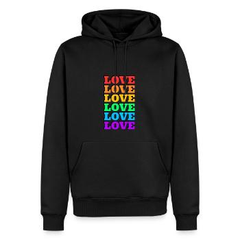 Love 6 rainbow colors gay pride - Men’s Premium Organic Hoodie - black - Front - Nico (187cm)