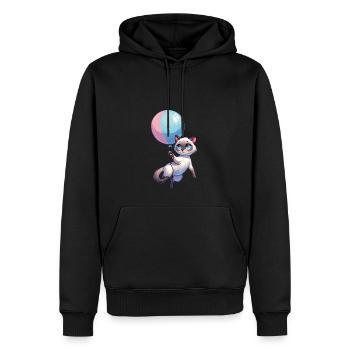 Katze mit Luftballon - Männer Premium Bio Hoodie - Schwarz - Vorne - Nico (187cm)