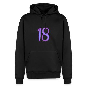 18. 18 JAHRE ALT. 18-JÄHRIGES JUBILÄUM. GEBURTSTAG 18 JAHRE. - Männer Premium Bio Hoodie - Schwarz - Vorne - Nico (187cm)