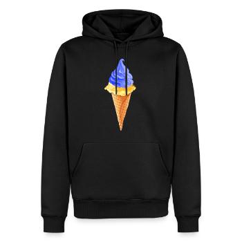 UKRAINE « crème glacée bleu-jaune » slava ukraini - Sweat à capuche Premium bio Homme - noir - Devant - Nico (187cm)