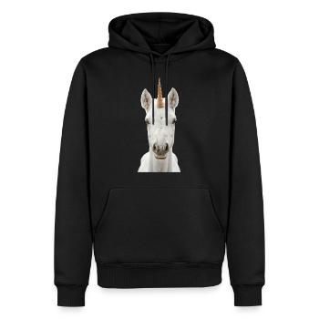 Einhorn - Männer Premium Bio Hoodie - Schwarz - Vorne - Nico (187cm)