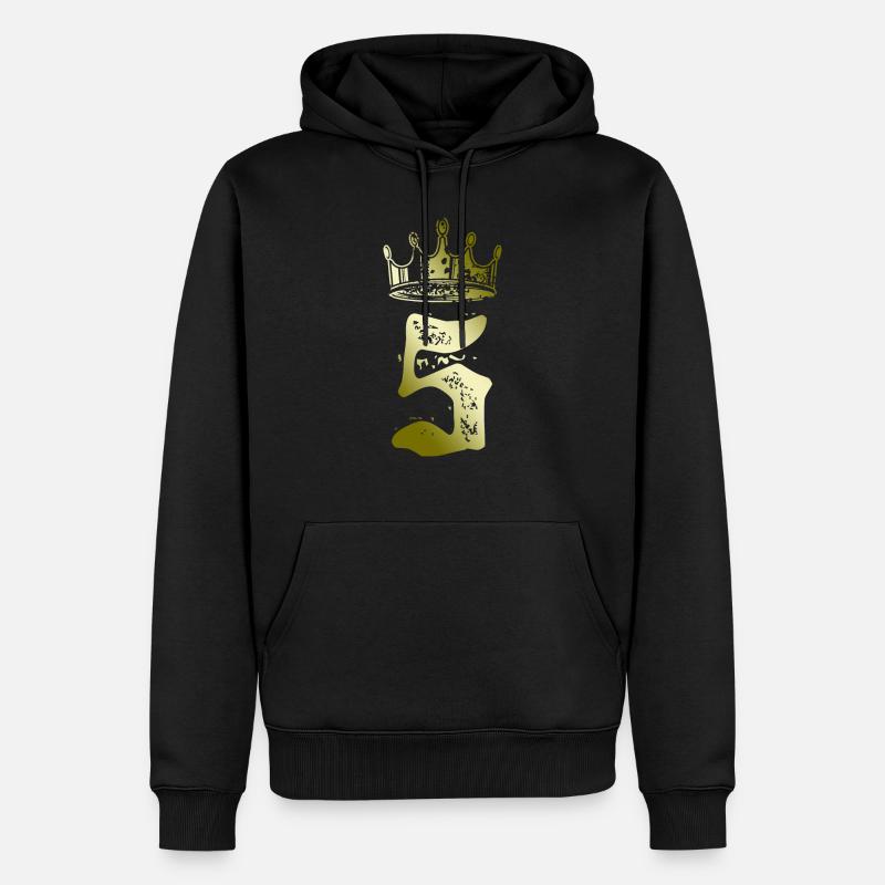 5 Couronne numérique - Sweat à capuche Premium bio Homme - noir