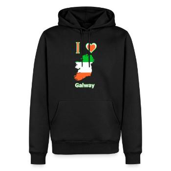 Irelandkarte Flagge mit der Stadt Galway - Männer Premium Bio Hoodie - Schwarz - Vorne - Nico (187cm)