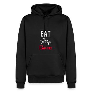 Eat Sleep Game - Männer Premium Bio Hoodie - Schwarz - Vorne - Nico (187cm)