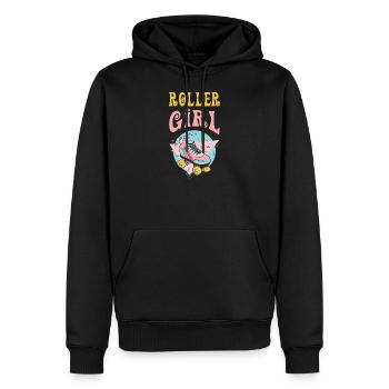 Roller Girl 70s 80s, Vintage Retro Skate - Men’s Premium Organic Hoodie - black - Front - Nico (187cm)