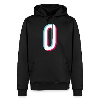 O - Buchstabe O und Zahl 0 Trikotnummer tik tok - Männer Premium Bio Hoodie - Schwarz - Vorne - Nico (187cm)