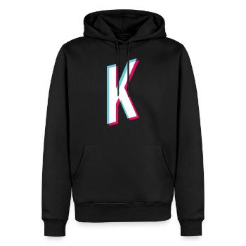 K - Buchstabe K - Männer Premium Bio Hoodie - Schwarz - Vorne - Nico (187cm)