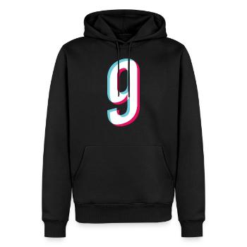 9 Jahre trikot nummer 9 sporttrikot neun Sticker - Männer Premium Bio Hoodie - Schwarz - Vorne - Nico (187cm)