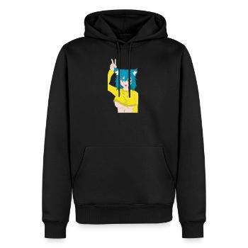 Cute Cat girl - Sweat à capuche Premium bio Homme - noir - Devant - Nico (187cm)