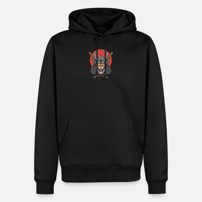 SAMURAI TIGER - Männer Premium Bio Hoodie - Schwarz