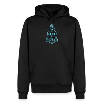 Crâne crâne Ancre ancre pirate sabre liberté - Sweat à capuche Premium bio Homme - noir - Devant - Nico (187cm)