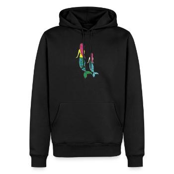 Mer Junior Gris Mère Fille - Sweat à capuche Premium bio Homme - noir - Devant - Nico (187cm)