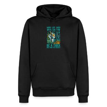 Quand la vie vous donne des cactus, soyez un tigre - Sweat à capuche Premium bio Homme - noir - Devant - Nico (187cm)