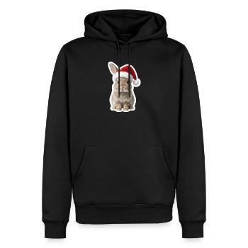 Joli lapin avec chapeau - Lapin de Noël - Sweat à capuche Premium bio Homme - noir - Devant - Nico (187cm)