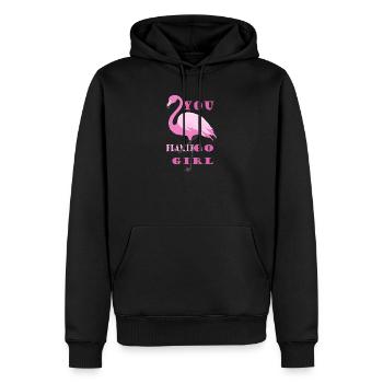 Déclaration de style de la Fille Flamant Rose - Sweat à capuche Premium bio Homme - noir - Devant - Nico (187cm)