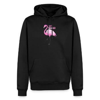 Voyons FlaminGO – Rose Flamingo avec un jeu de mots - Sweat à capuche Premium bio Homme - noir - Devant - Nico (187cm)