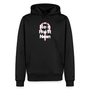 NEIN HEISST NEIN – IMMER! ♀ GIRLPOWER FEMALE POWER - Männer Premium Bio Hoodie - Schwarz - Vorne - Nico (187cm)
