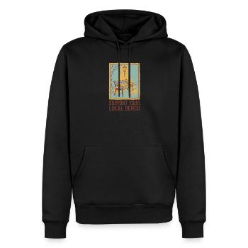 Support Bench - Men’s Premium Organic Hoodie - black - Front - Nico (187cm)