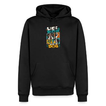 La vie est meilleure avec un chien à ses côtés - Sweat à capuche Premium bio Homme - noir - Devant - Nico (187cm)