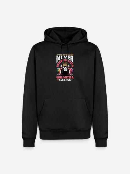 Unterschaetze Niemals Ein Maedchen Pool Queue - Männer Premium Bio Hoodie - Schwarz
