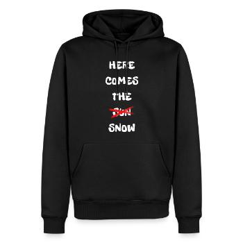 HIER KOMMT DIE SONNE, SCHNEE - Männer Premium Bio Hoodie - Schwarz - Vorne - Nico (187cm)