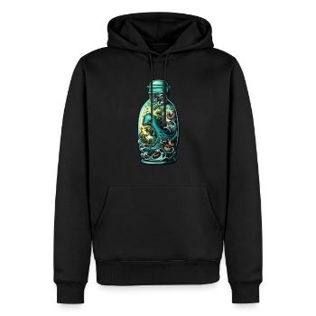 Ozean Flasche Zeichnung - Männer Premium Bio Hoodie - Schwarz - Vorne - Nico (187cm)