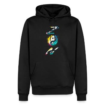 Yin Yang. Zen - Sweat à capuche Premium bio Homme - noir - Devant - Nico (187cm)