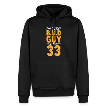 Tête chauve Calvitie Barbe Tête chauve - Sweat à capuche Premium bio Homme - noir - Devant - Nico (187cm)
