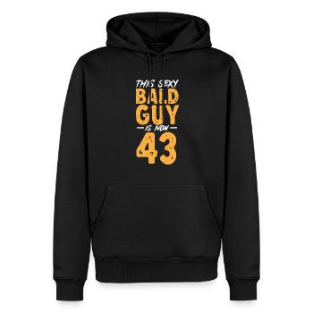 Tête chauve Calvitie Barbe Tête chauve - Sweat à capuche Premium bio Homme - noir - Devant - Nico (187cm)