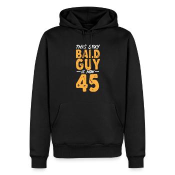 Tête chauve Calvitie Barbe Tête chauve - Sweat à capuche Premium bio Homme - noir - Devant - Nico (187cm)