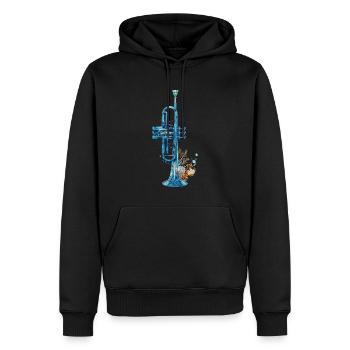 Fisch Trompete - Männer Premium Bio Hoodie - Schwarz - Vorne - Nico (187cm)