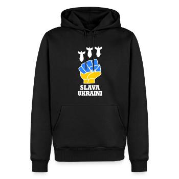 Slava ukraini - Männer Premium Bio Hoodie - Schwarz - Vorne - Nico (187cm)