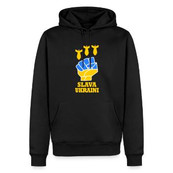 Ukraine - Männer Premium Bio Hoodie - Schwarz - Vorne - Nico (187cm)