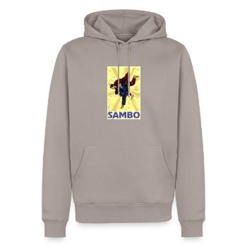 Sambo, Russie, Arts martiaux, Sport de l’URSS - Sweat à capuche Premium bio Homme - taupe - Devant - Nico (187cm)
