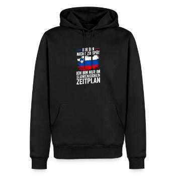 Slovènes Slovénie - Sweat à capuche Premium bio Homme - noir - Devant - Nico (187cm)