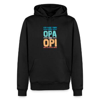 J’ai deux titres : Papi et Maman - Sweat à capuche Premium bio Homme - noir - Devant - Nico (187cm)