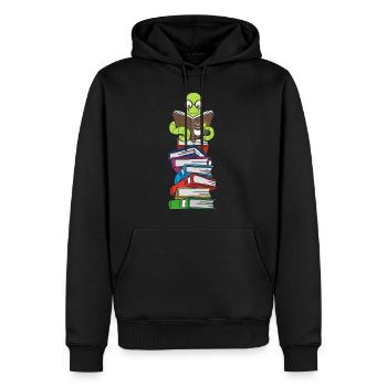 Wurm reads books with coffee - Men’s Premium Organic Hoodie - black - Front - Nico (187cm)