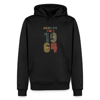 60e anniversaire 1964 - Sweat à capuche Premium bio Homme - noir - Devant - Nico (187cm)