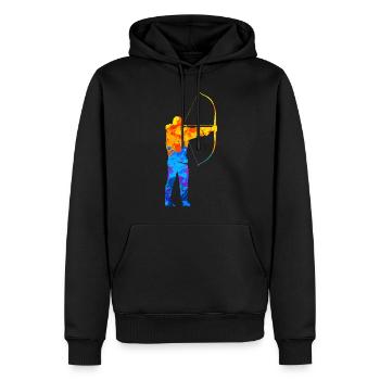 Archer Archer Tir à l’arc - Sweat à capuche Premium bio Homme - noir - Devant - Nico (187cm)