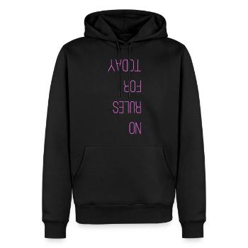 no rules for today lustiger Spruch spiegelverkehrt - Männer Premium Bio Hoodie - Schwarz - Vorne - Nico (187cm)